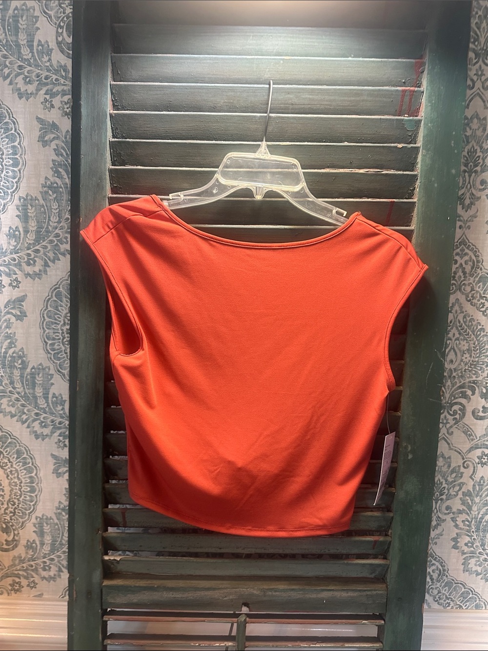 Women's Orange Cap-Sleeve Top - open back with tie
